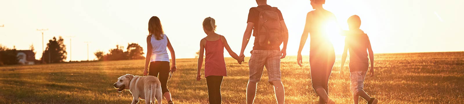 a family walking through an open field.