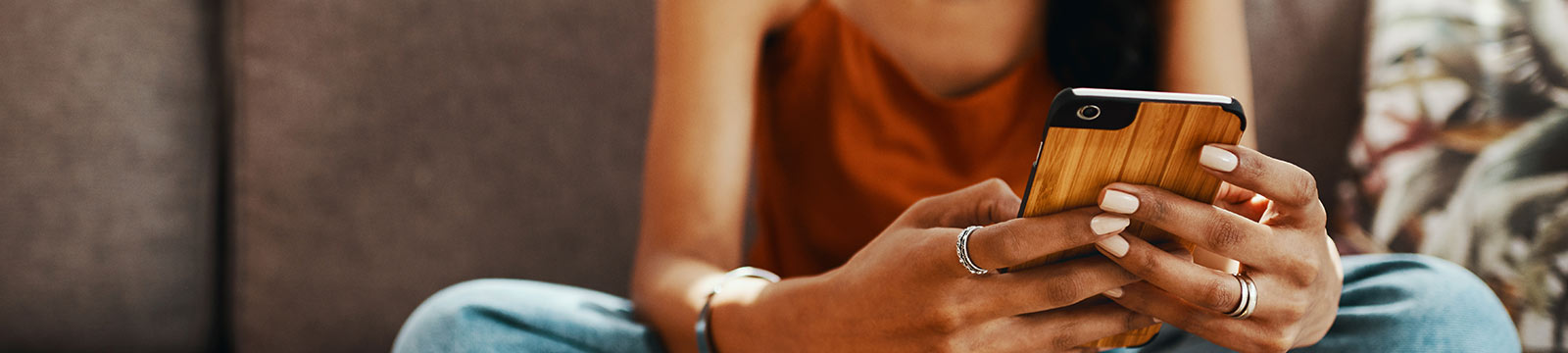 a woman viewing her mobil device